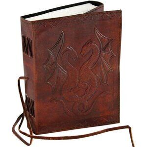DOUBLE DRAGON Blank Page BOOK Handcrafted Leather Writing Unlined